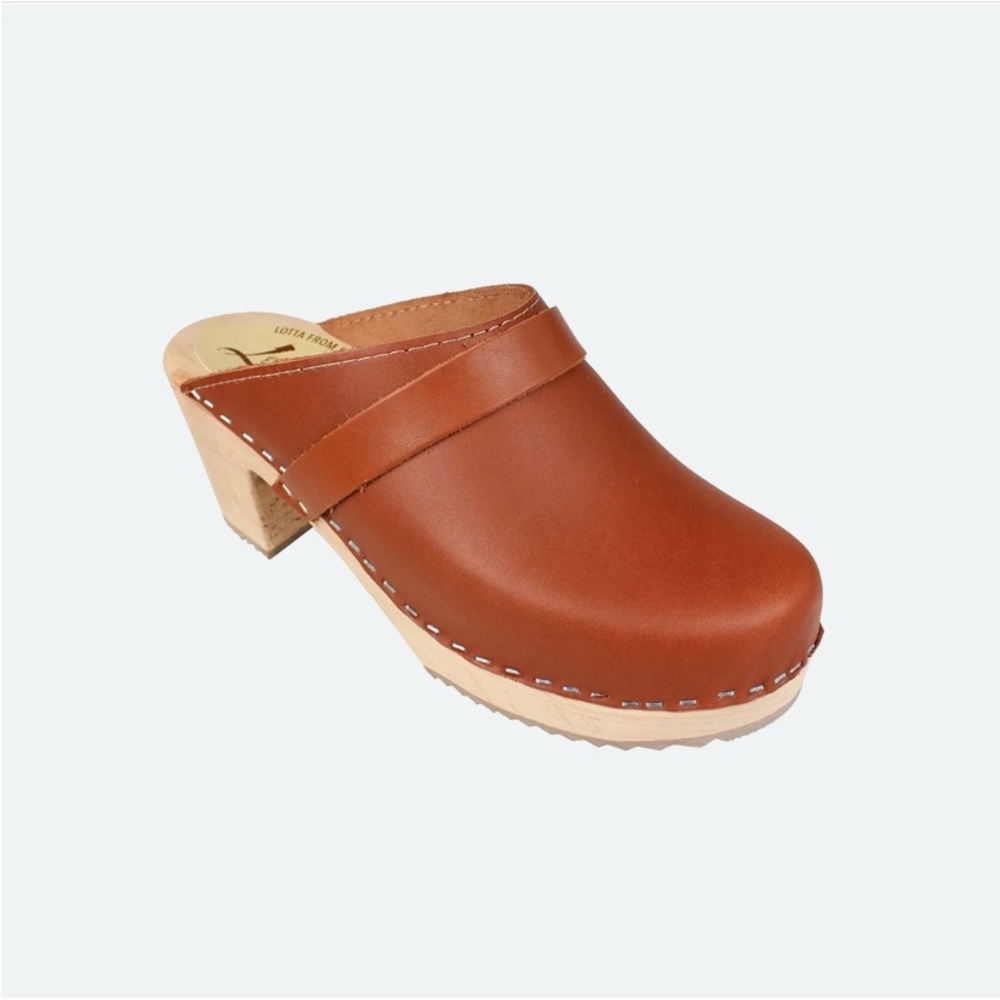 Lotta From Stockholm - High Heel Classic Clog in Tan Leather - Size 40 EU